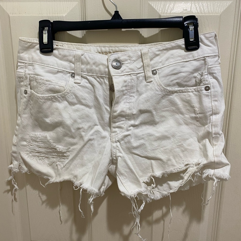 American Eagle White Denim Cutoff Shorts size 2
